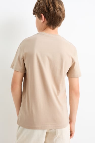 Kinderen: jongens - Set van 2 - Minecraft - T-shirt - beige / blauw