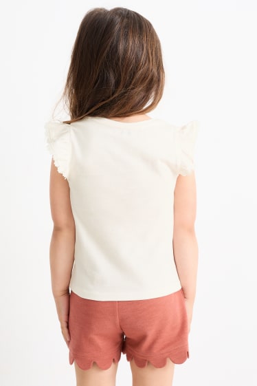 Enfants filles - Lot de 2 - palmiers - T-shirts - blanc crème
