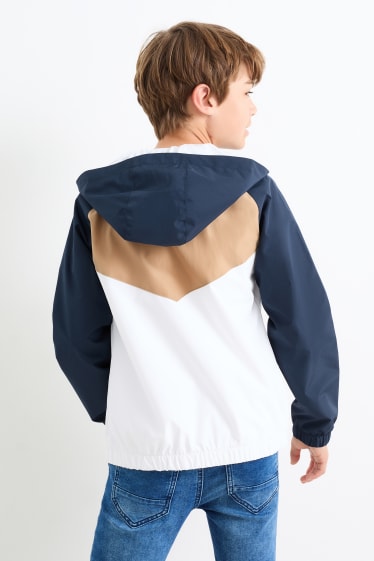Kinder - Jacke mit Kapuze - wasserabweisend - blau  / beige