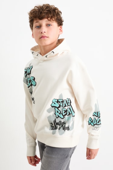 Kinder Jungen - Graffiti - Hoodie - cremeweiß