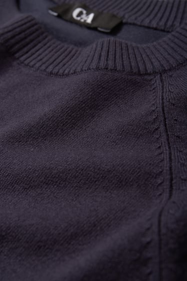 Damen - Strickpullover - kurzarm - dunkelblau