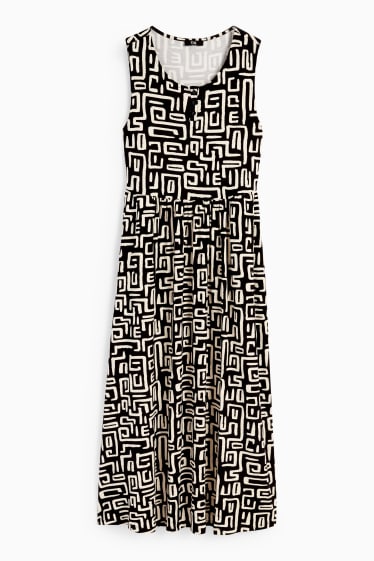 Dona - Vestit de viscosa bàsic - estampat - negre/beix