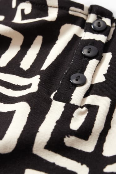 Dona - Vestit de viscosa bàsic - estampat - negre/beix