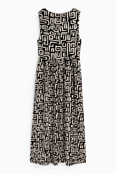 Dona - Vestit de viscosa bàsic - estampat - negre/beix