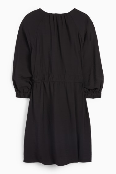 Damen - A-Linien Kleid mit V-Ausschnitt - schwarz