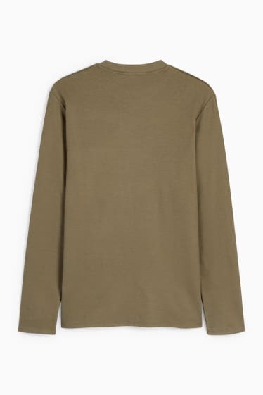 Herren - Langarmshirt - strukturiert - dunkelgrün