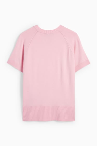 Damen - Strickpullover - kurzarm - rosa