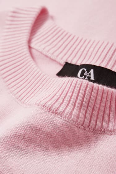 Damen - Strickpullover - kurzarm - rosa