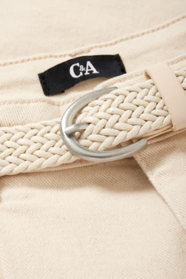 Dames - Shorts met riem - mid waist - licht beige