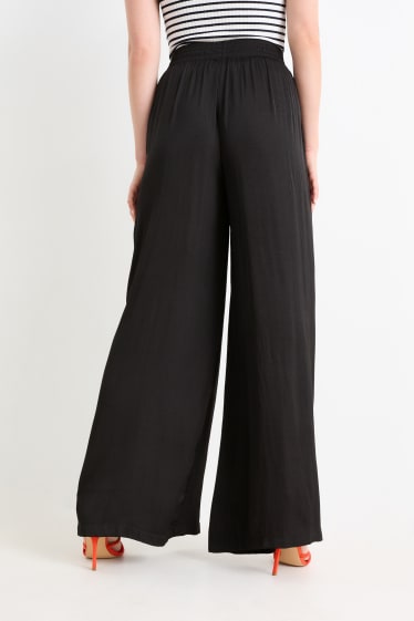 Dames - Pantalon - high waist - wide leg - zwart