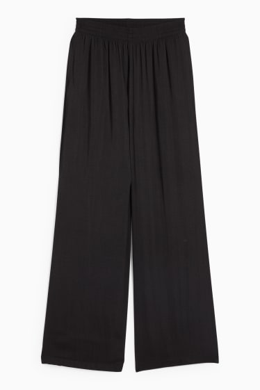 Dames - Pantalon - high waist - wide leg - zwart