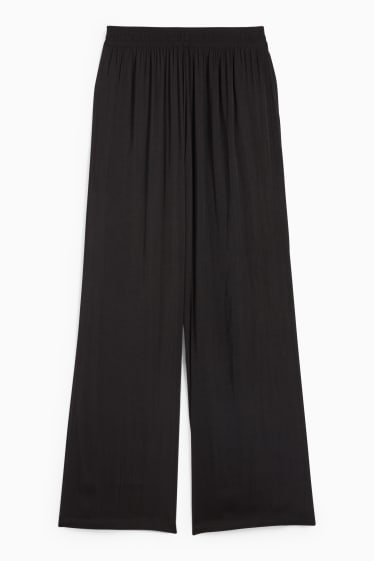 Dames - Pantalon - high waist - wide leg - zwart