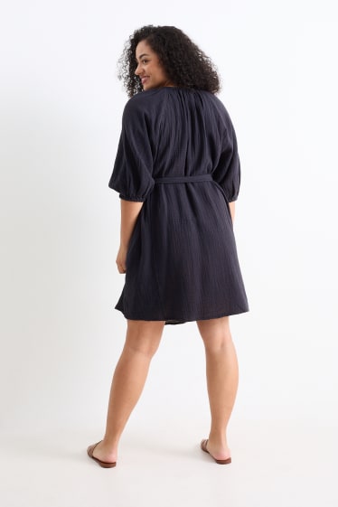 Damen - Musselin-Kleid - dunkelblau