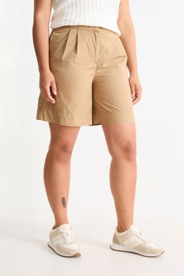 Women - Shorts - high waist - light brown