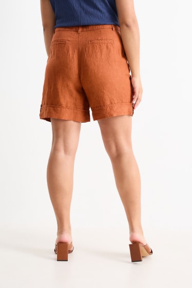 Damen - Leinenshorts - Mid Waist - havanna