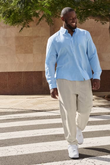 Bărbați - Chino - Tapered Fit - Leinen-Mix - bej deschis