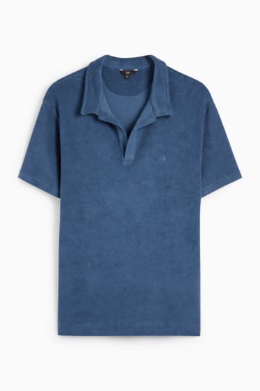 Men - Terry cloth polo shirt - dark blue