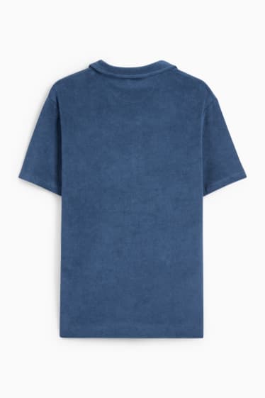 Men - Terry cloth polo shirt - dark blue