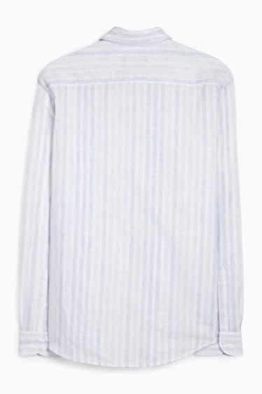 Men - Shirt - regular fit - kent collar - striped - light blue