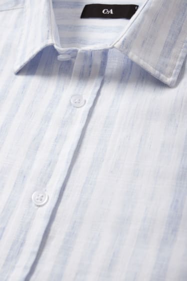 Men - Shirt - regular fit - kent collar - striped - light blue