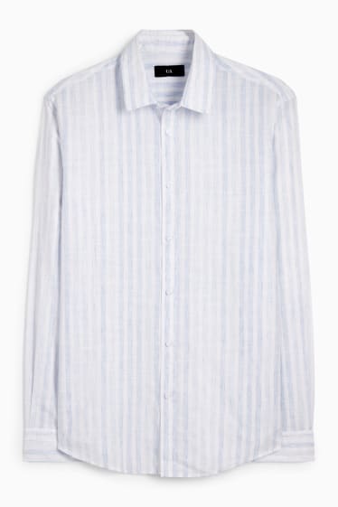 Men - Shirt - regular fit - kent collar - striped - light blue