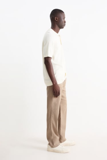 Pánské - Kalhoty - regular fit - lněná směs - taupe