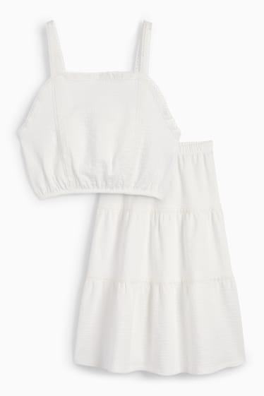 Kinder Mädchen - Set - Top und Rock - 2 teilig - weiss