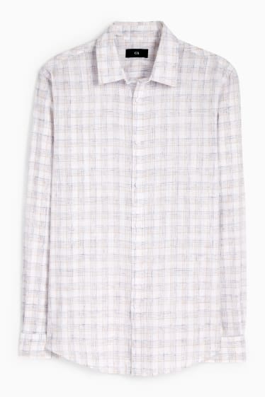 Home - Camisa - regular fit - kent - de quadres - beix clar