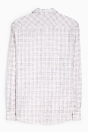 Home - Camisa - regular fit - kent - de quadres - beix clar