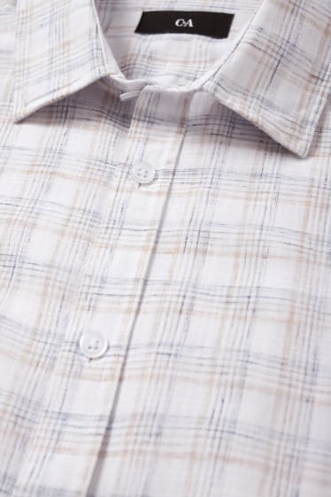 Home - Camisa - regular fit - kent - de quadres - beix clar