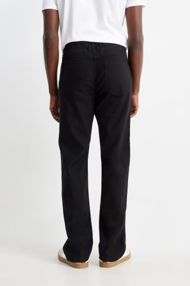 Pánské - Kalhoty - regular fit - lněná směs - černá