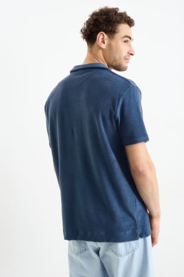 Men - Terry cloth polo shirt - dark blue