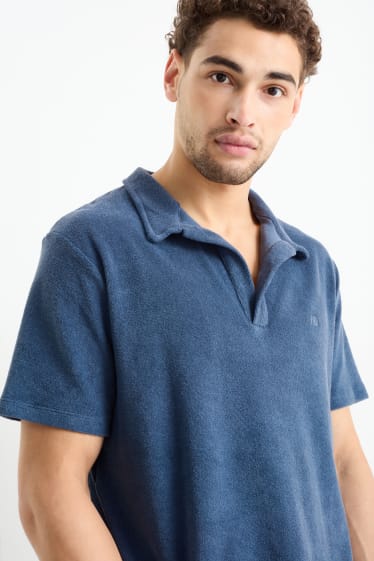Men - Terry cloth polo shirt - dark blue