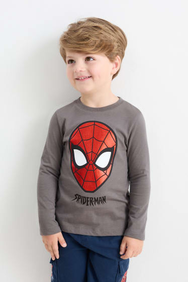 Kinder Buben - Spider-Man - Langarmshirt - grau-melange
