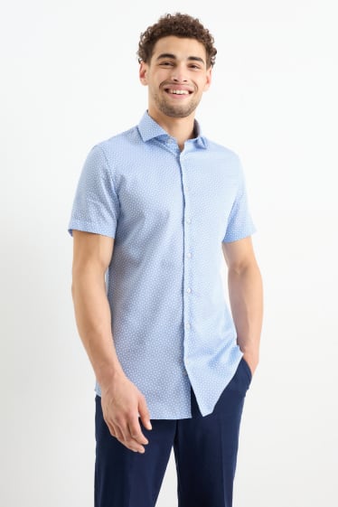 Bărbați - Cămașă office - slim fit - guler italian - ușor de călcat - cu model - albastru deschis