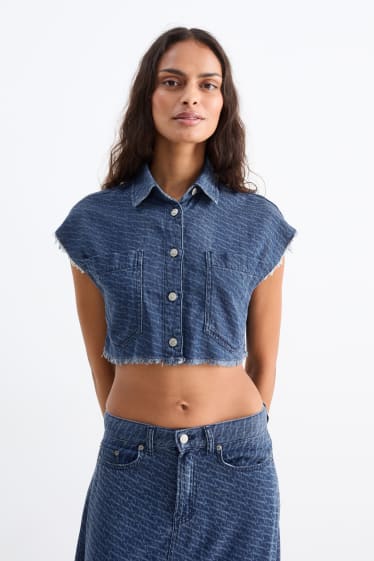 Femei - Bluză din denim polițist - cu model - denim-albastru