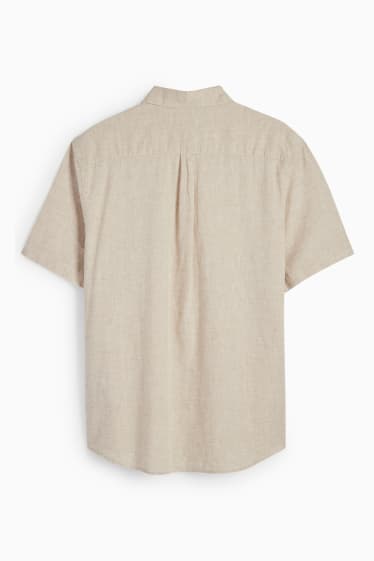 Men - Shirt - regular fit - Kent collar - linen blend - light beige