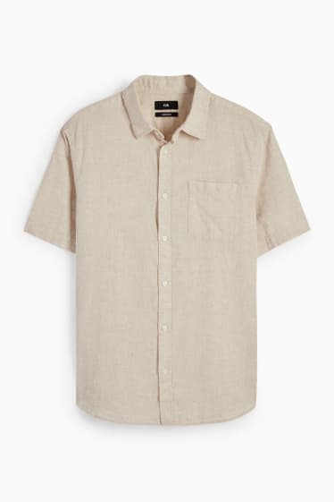 Men - Shirt - regular fit - Kent collar - linen blend - light beige