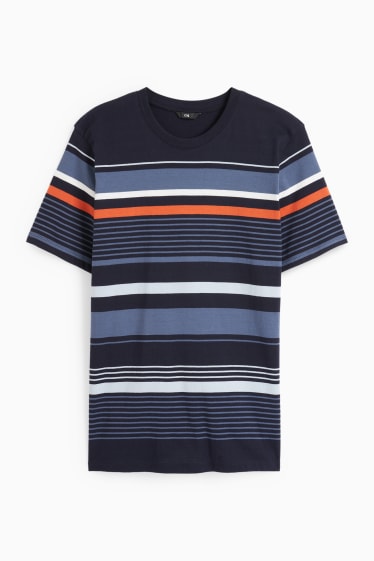 Uomo - T-shirt - a righe - blu scuro