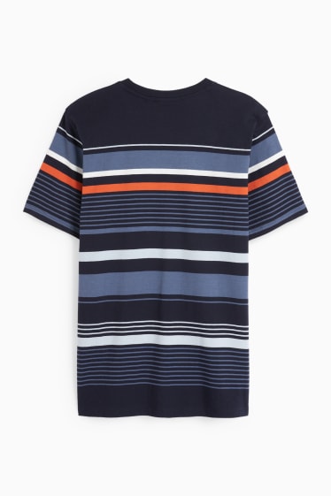 Uomo - T-shirt - a righe - blu scuro
