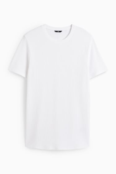 Uomo - T-shirt - tramata - bianco