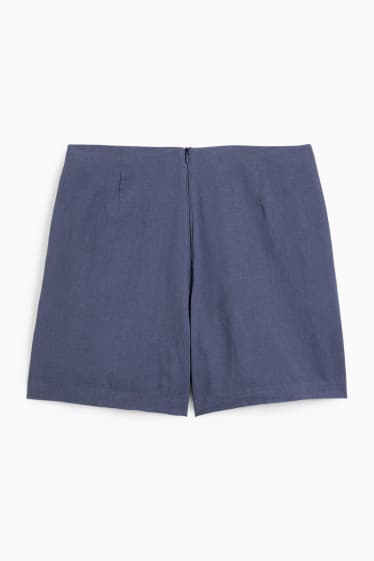 Dames - Skort - mid waist - linnenmix - donkerblauw