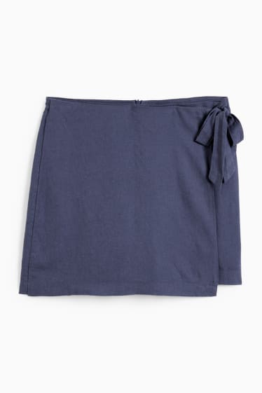 Dames - Skort - mid waist - linnenmix - donkerblauw