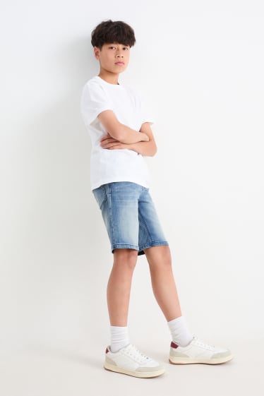 Kinder Buben - Multipack 2er - Jeans- und Stoffshorts - helljeansblau