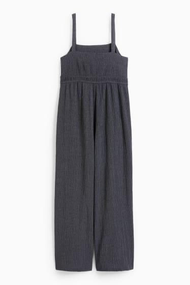 Dames - Jumpsuit - met structuur - donkerblauw