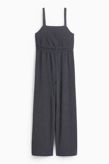 Dames - Jumpsuit - met structuur - donkerblauw