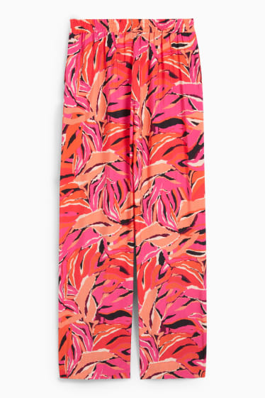 Mujer - Pantalón de tela - high waist - wide leg - estampado - naranja
