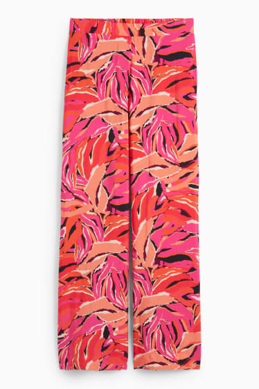 Mujer - Pantalón de tela - high waist - wide leg - estampado - naranja