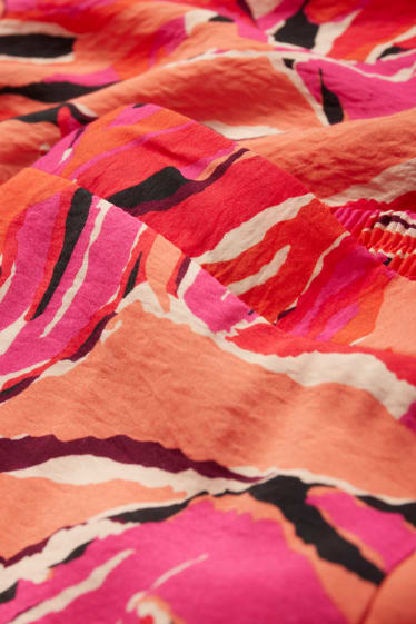 Mujer - Pantalón de tela - high waist - wide leg - estampado - naranja