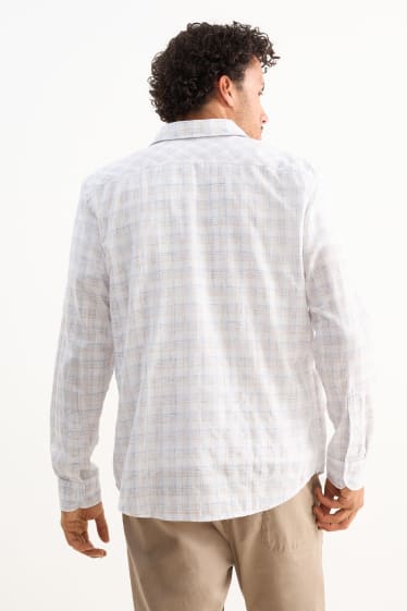 Home - Camisa - regular fit - kent - de quadres - beix clar